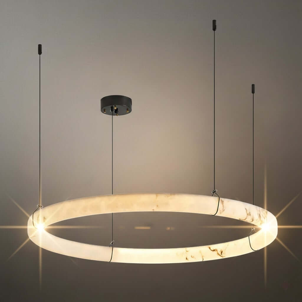 Modern Alabaster Ring Chandelier – Alabaster detail 11