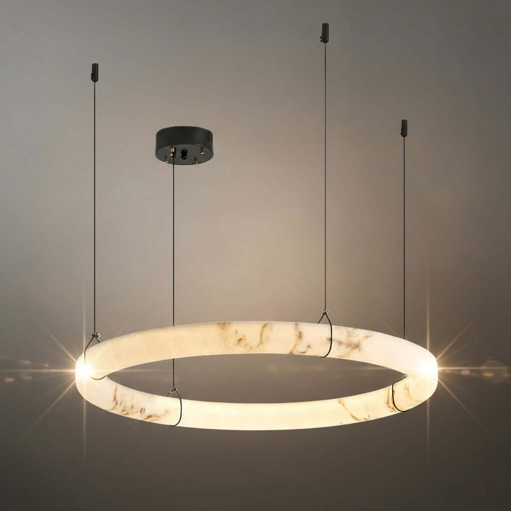 Modern Alabaster Ring Chandelier – Alabaster detail 10