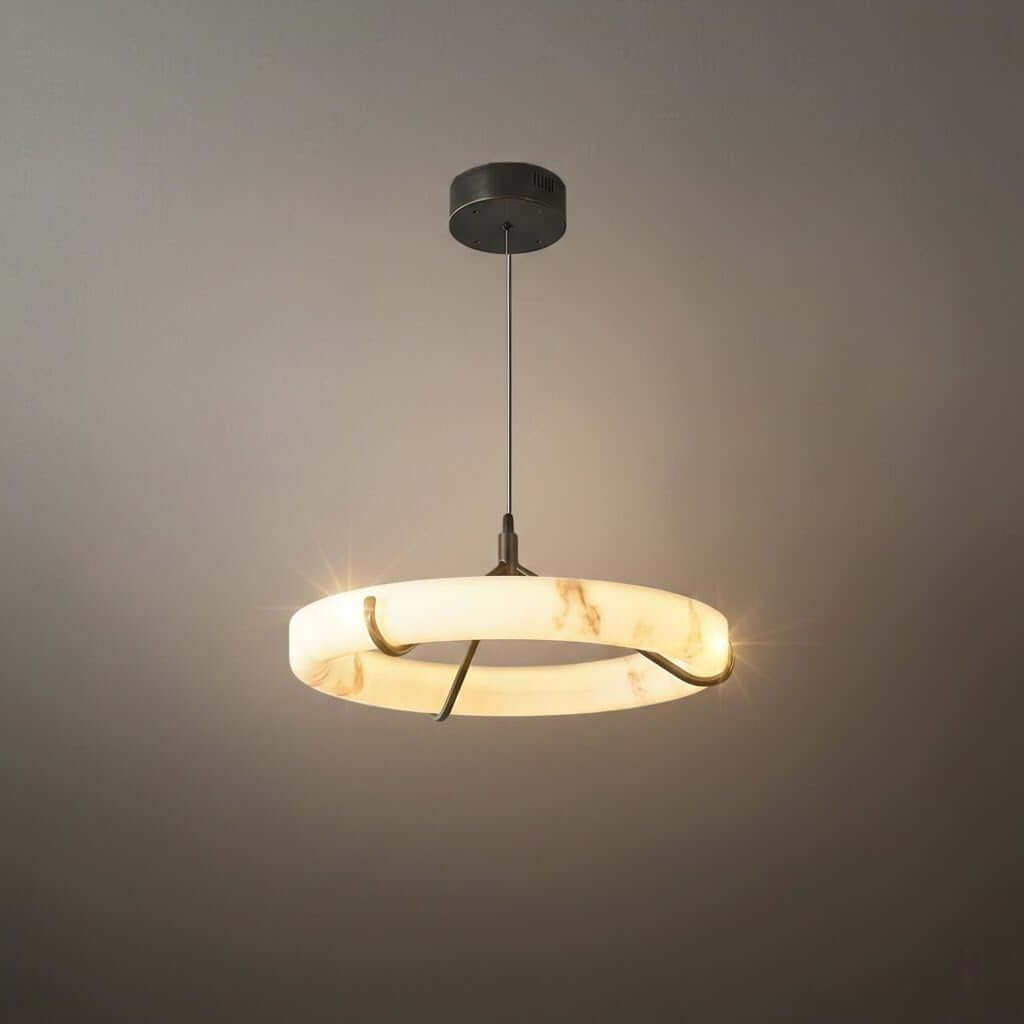 Modern Alabaster Ring Chandelier – Alabaster detail 6