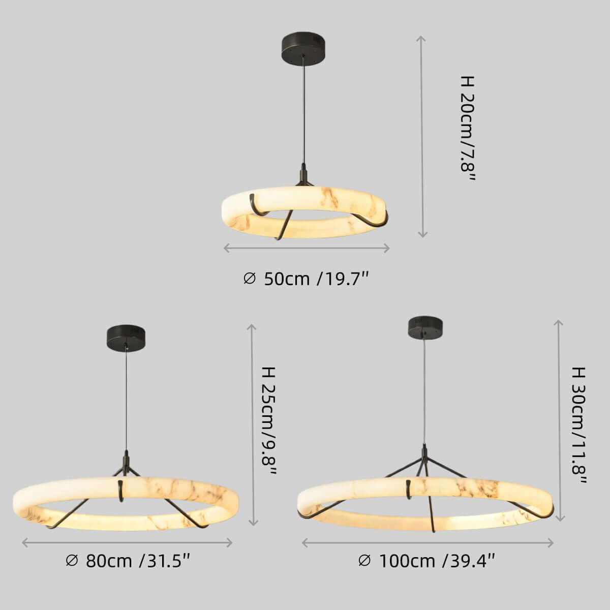 Modern Alabaster Ring Chandelier – Alabaster detail 13