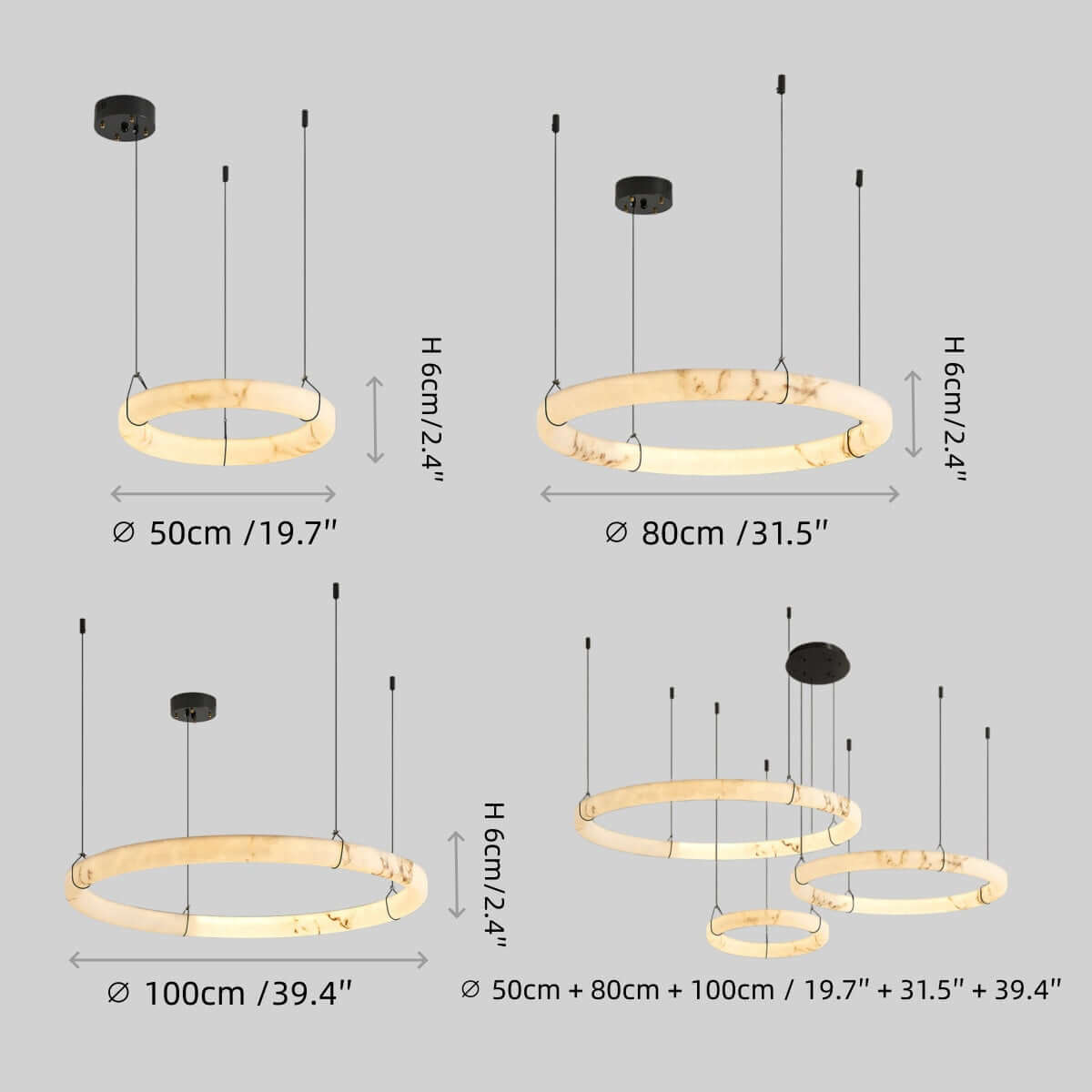 Modern Alabaster Ring Chandelier – Alabaster detail 14
