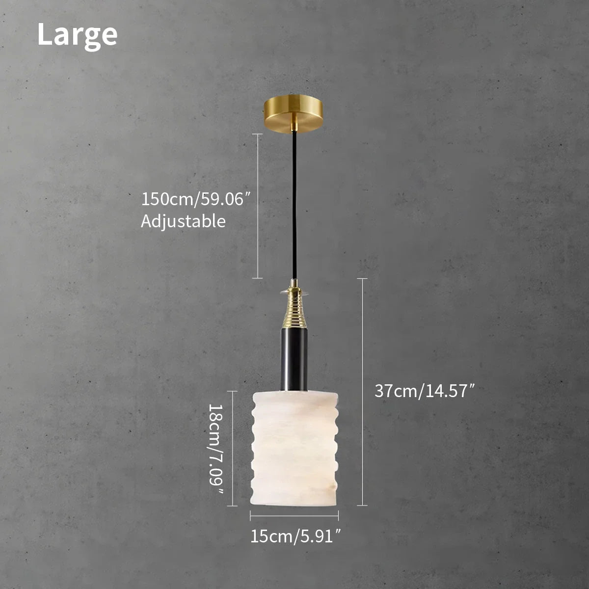 Cylindrical Spanish Alabaster Bedside Pendant Light – Alabaster detail 5