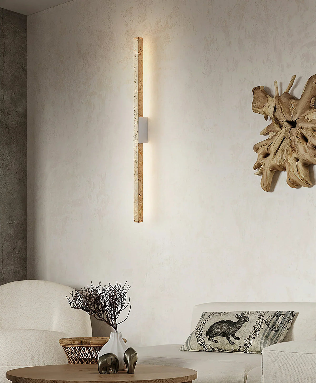 Long Strip Travertine Prometheus Wall Lamp – Travertine detail 8