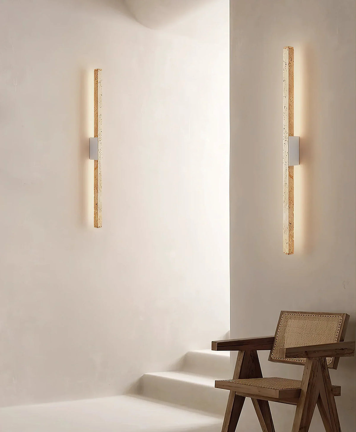 Long Strip Travertine Prometheus Wall Lamp – Travertine detail 6