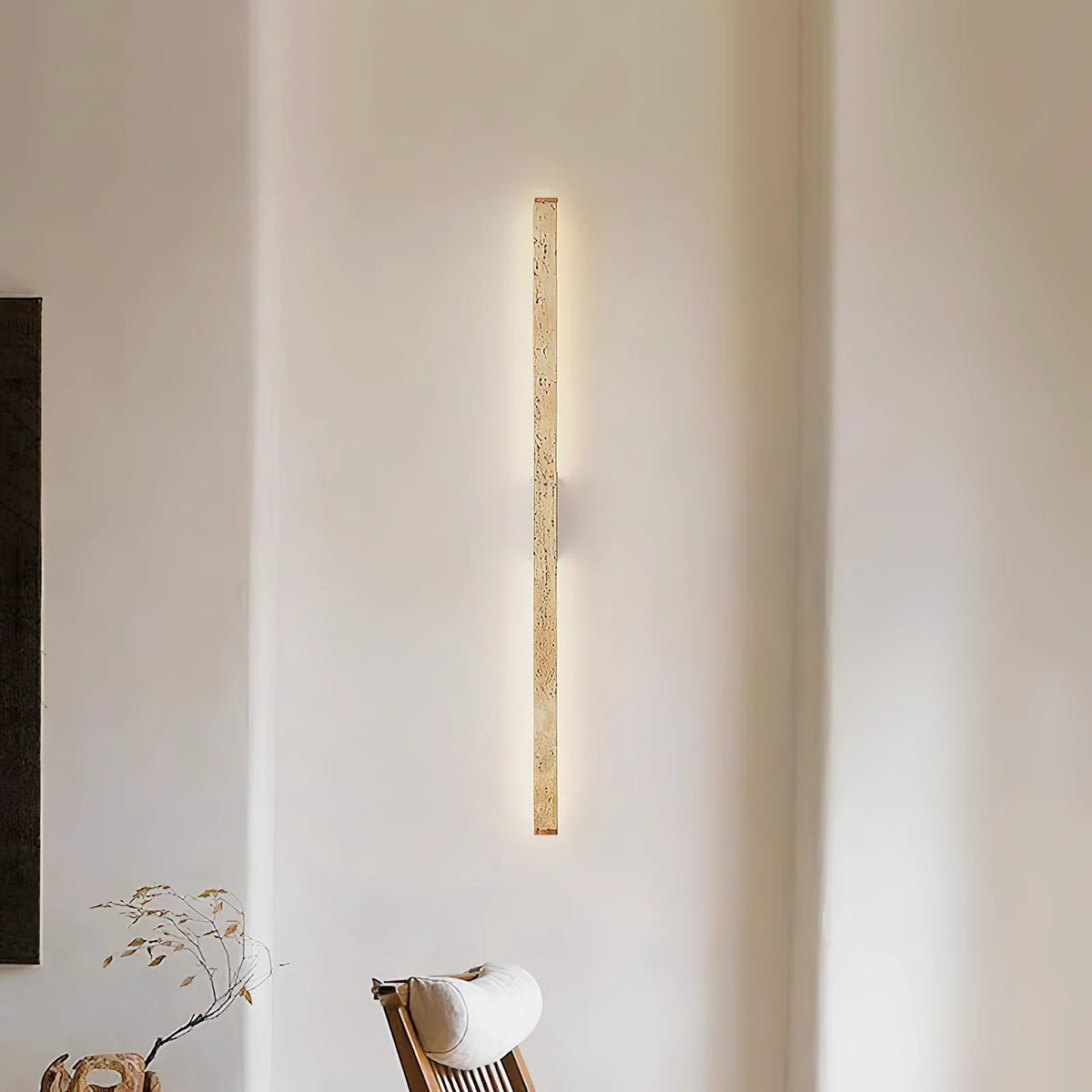 Long Strip Travertine Prometheus Wall Lamp – Travertine detail 3