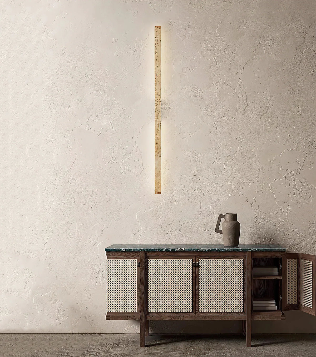Long Strip Travertine Prometheus Wall Lamp – Travertine detail 4