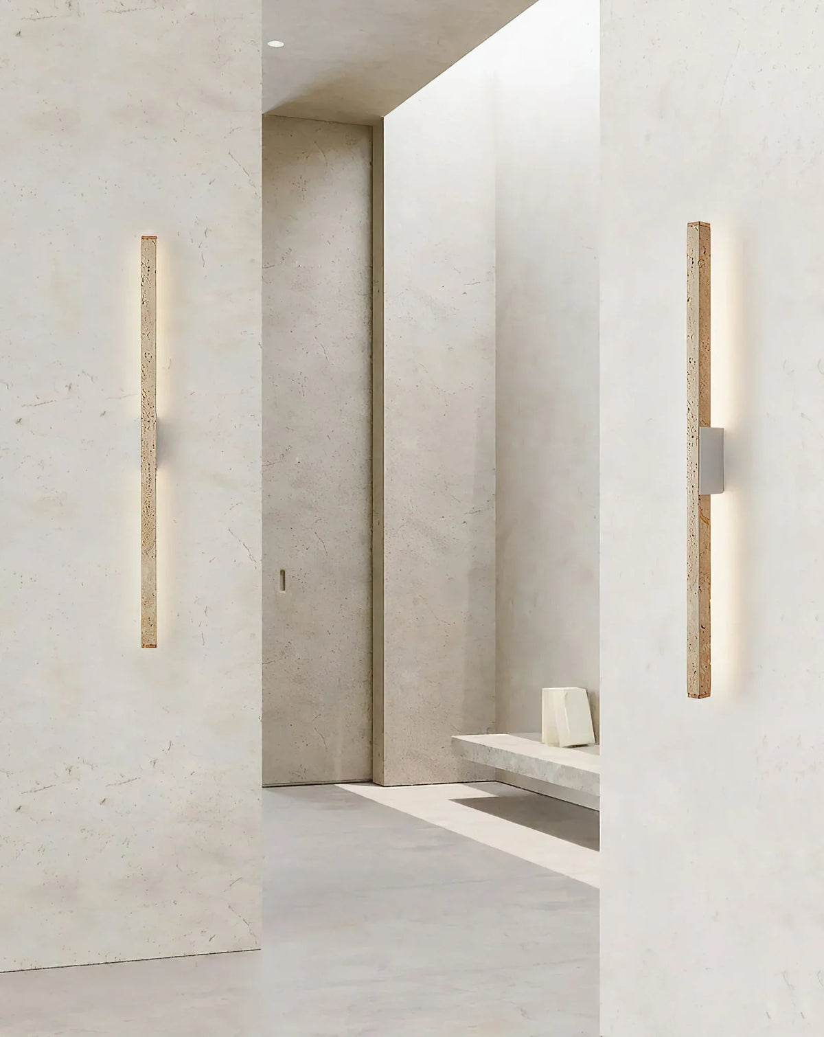 Long Strip Travertine Prometheus Wall Lamp – Travertine detail 5