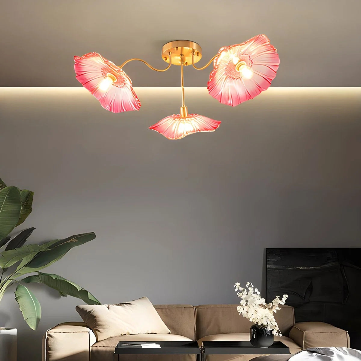 Lotus Leaf Glass Ceiling Lamp for Living Room – Glass detail 16