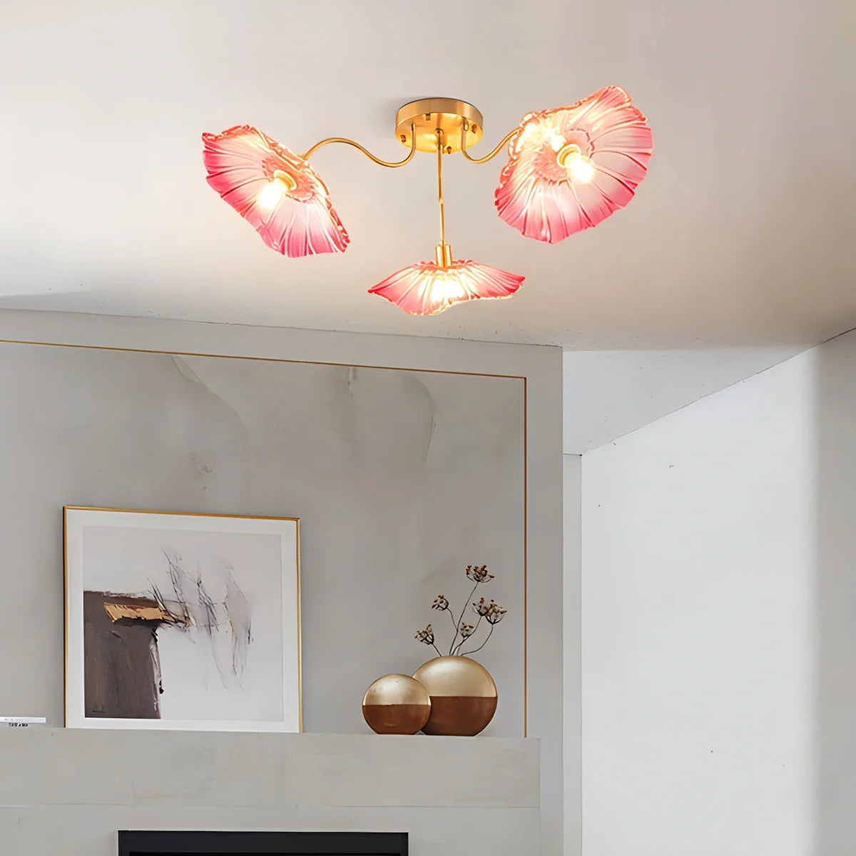 Lotus Leaf Glass Ceiling Lamp for Living Room – Glass detail 14
