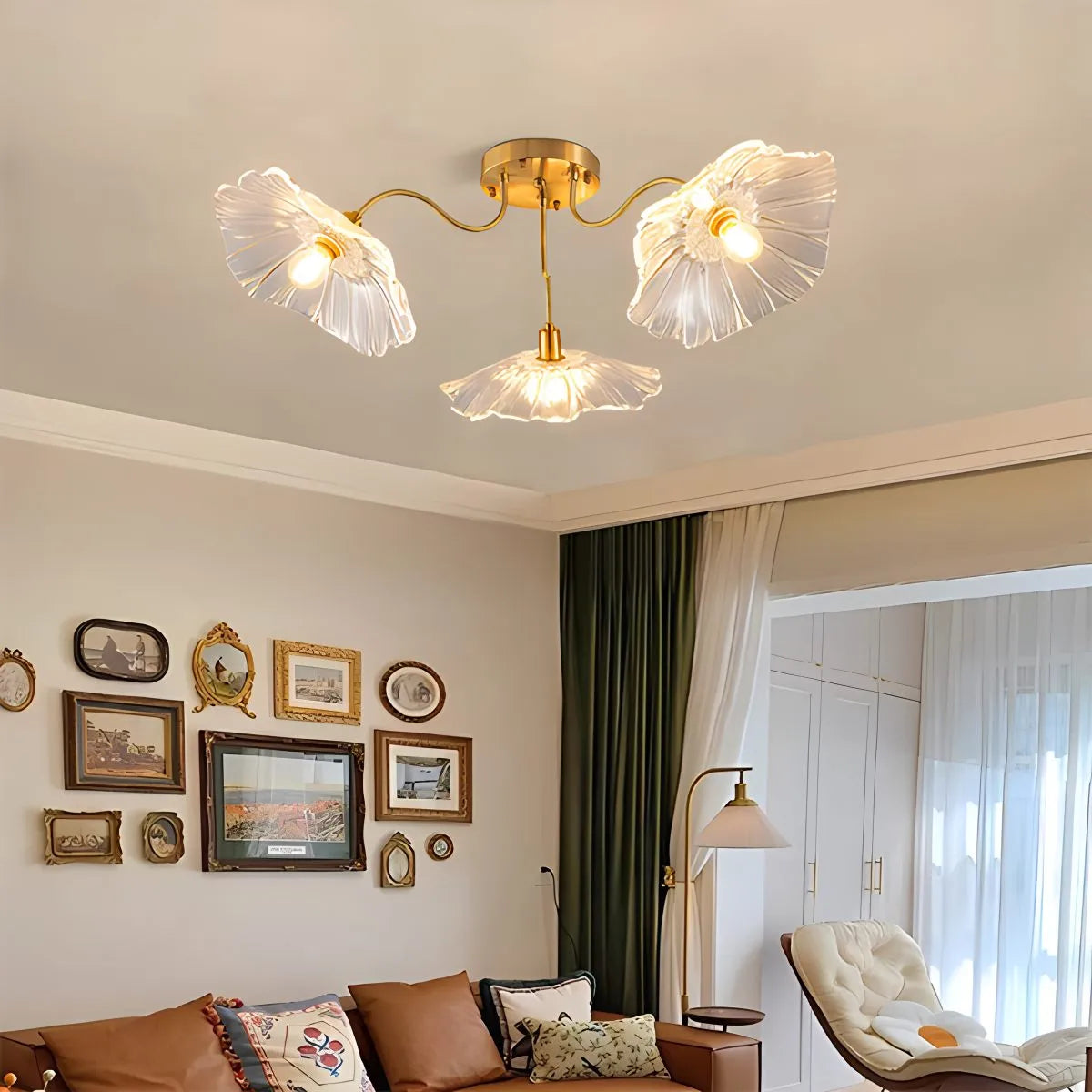 Lotus Leaf Glass Ceiling Lamp for Living Room – Glass detail 10