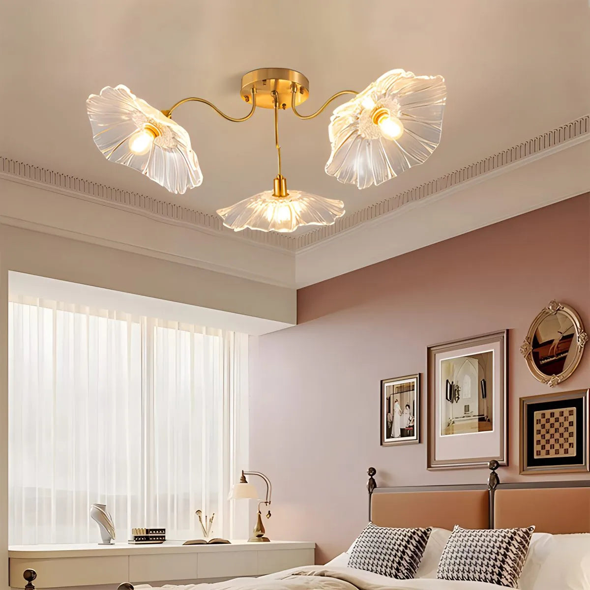 Lotus Leaf Glass Ceiling Lamp for Living Room – Glass detail 8
