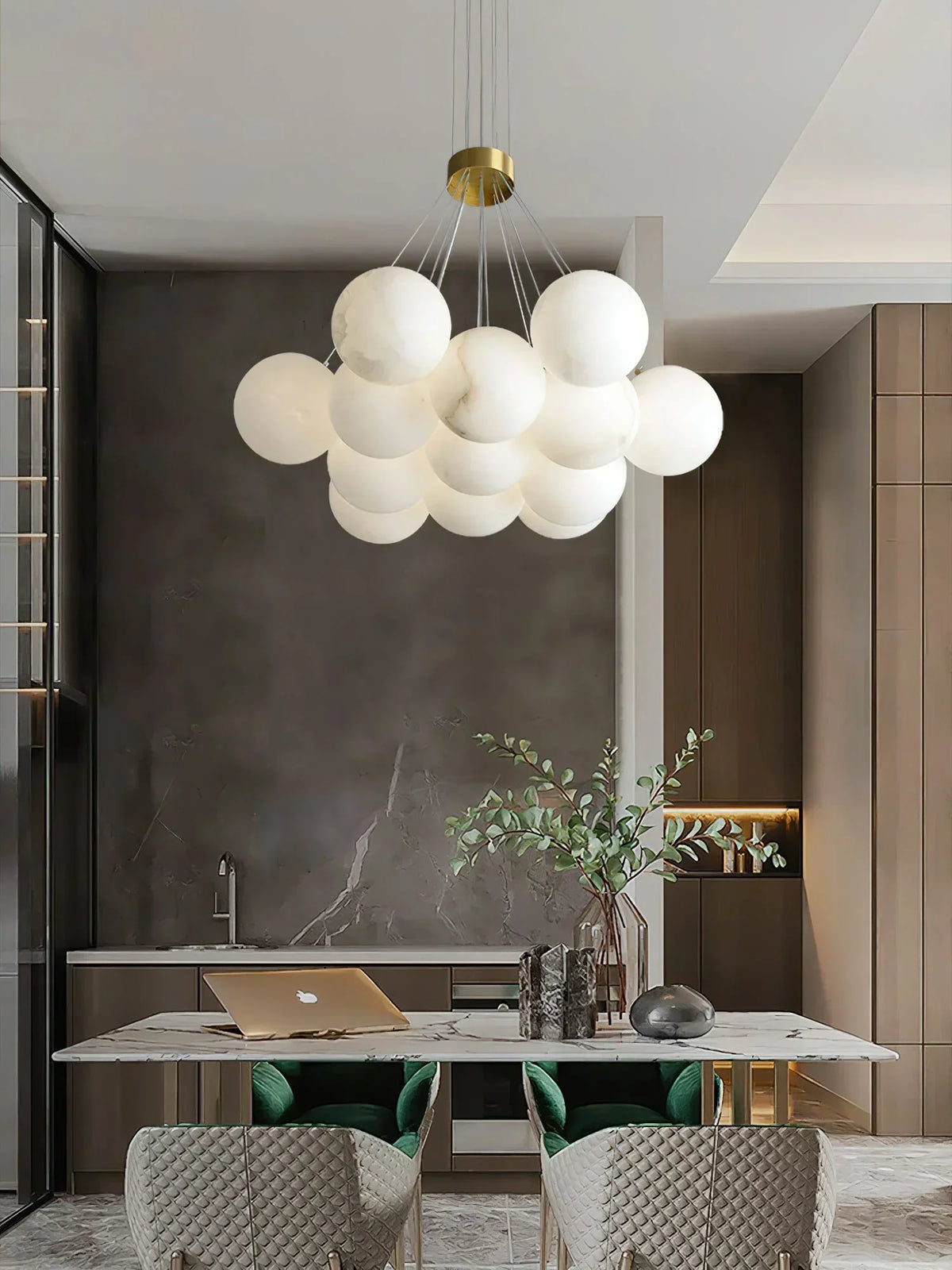 Lunar Alabaster Spherical Chandelier – Alabaster detail 12