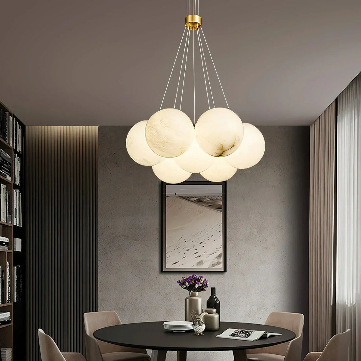 Lunar Alabaster Spherical Chandelier – Alabaster detail 3