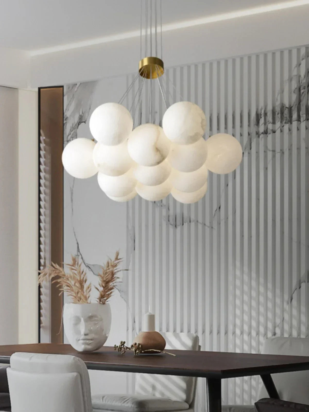 Lunar Alabaster Spherical Chandelier – Alabaster detail 13