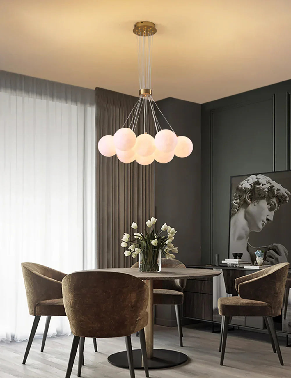 Lunar Alabaster Spherical Chandelier – Alabaster detail 15