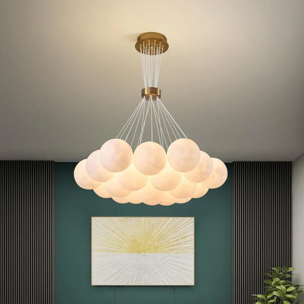 Lunar Alabaster Spherical Chandelier – Alabaster detail 9