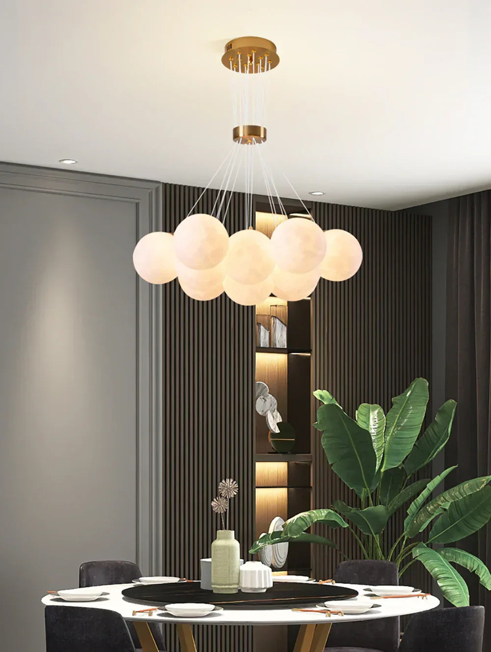 Lunar Alabaster Spherical Chandelier – Alabaster detail 16