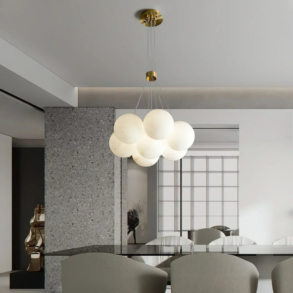 Lunar Alabaster Spherical Chandelier – Alabaster detail 4