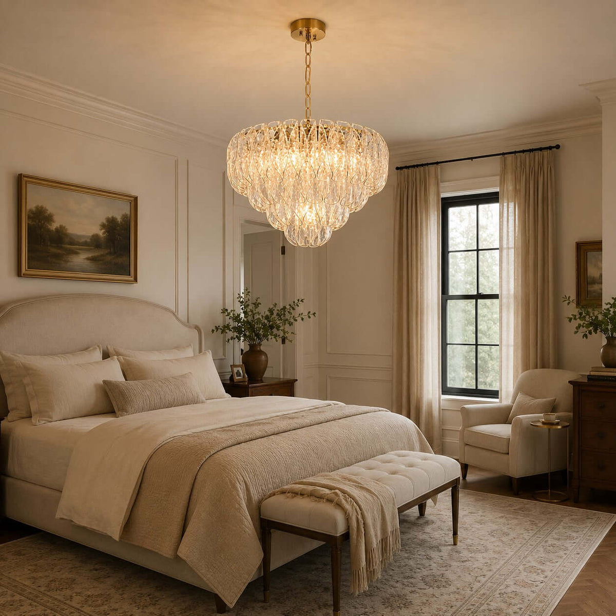 Layers Rippled Glass Petals Chandelier – Glass detail 12