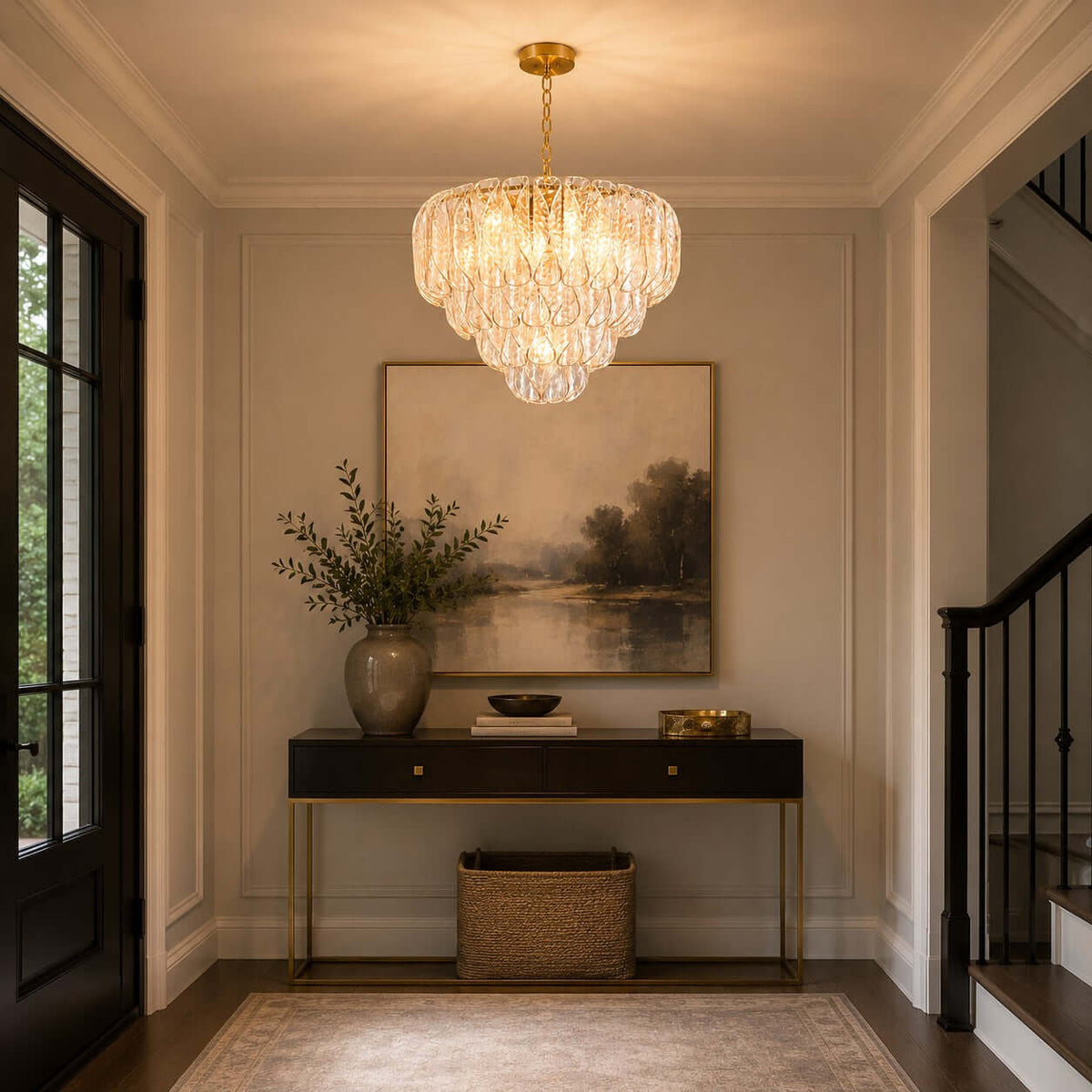 Layers Rippled Glass Petals Chandelier – Glass detail 9
