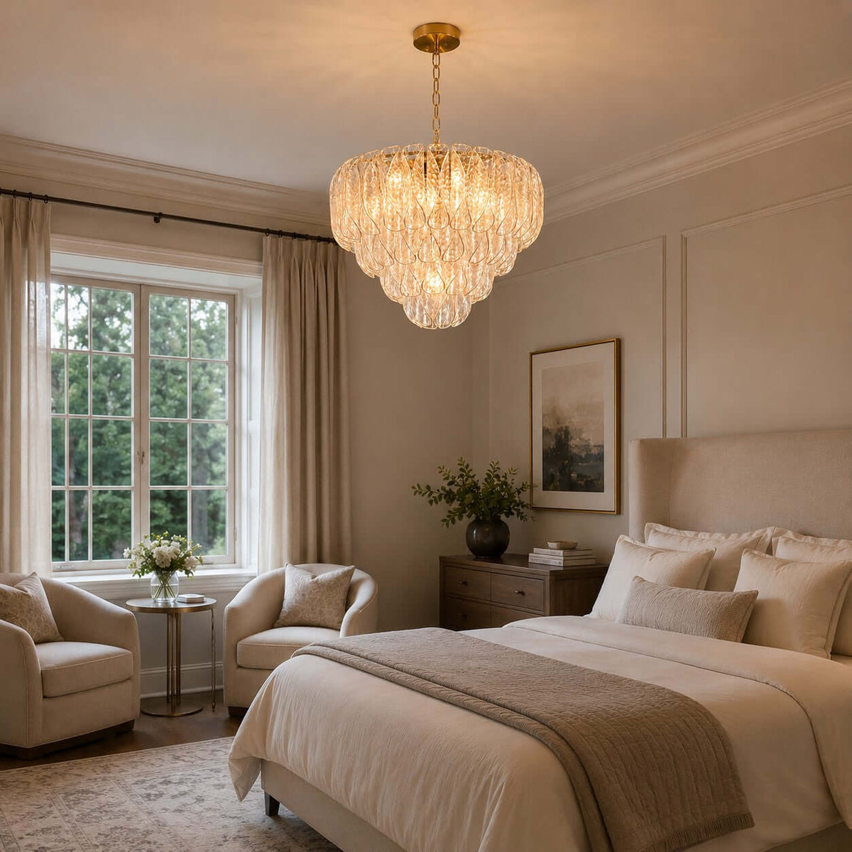 Layers Rippled Glass Petals Chandelier – Glass detail 14