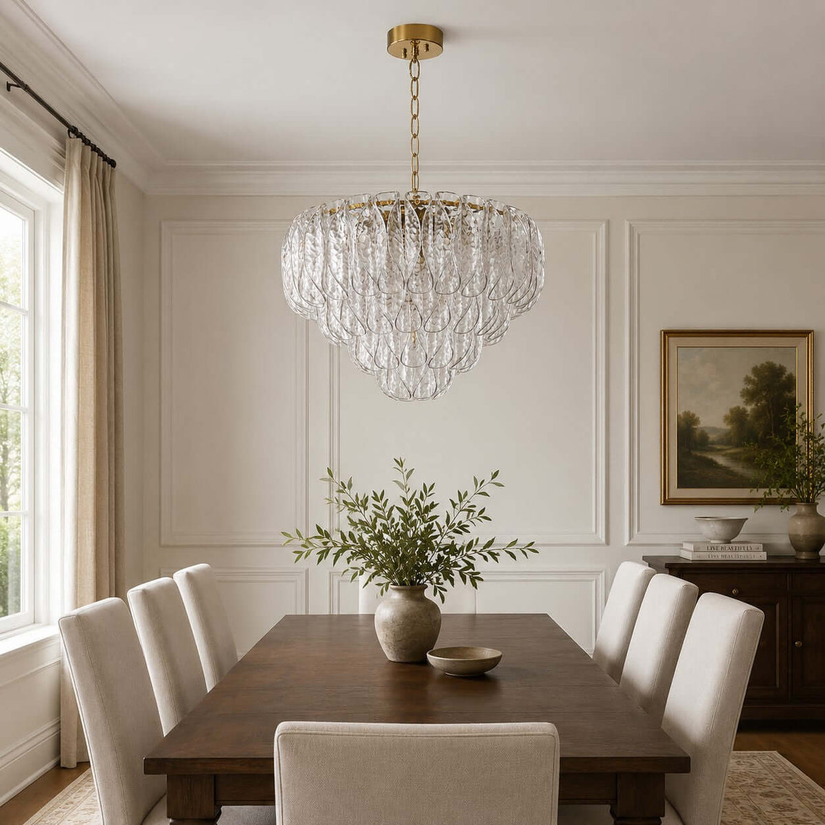 Layers Rippled Glass Petals Chandelier – Glass detail 17