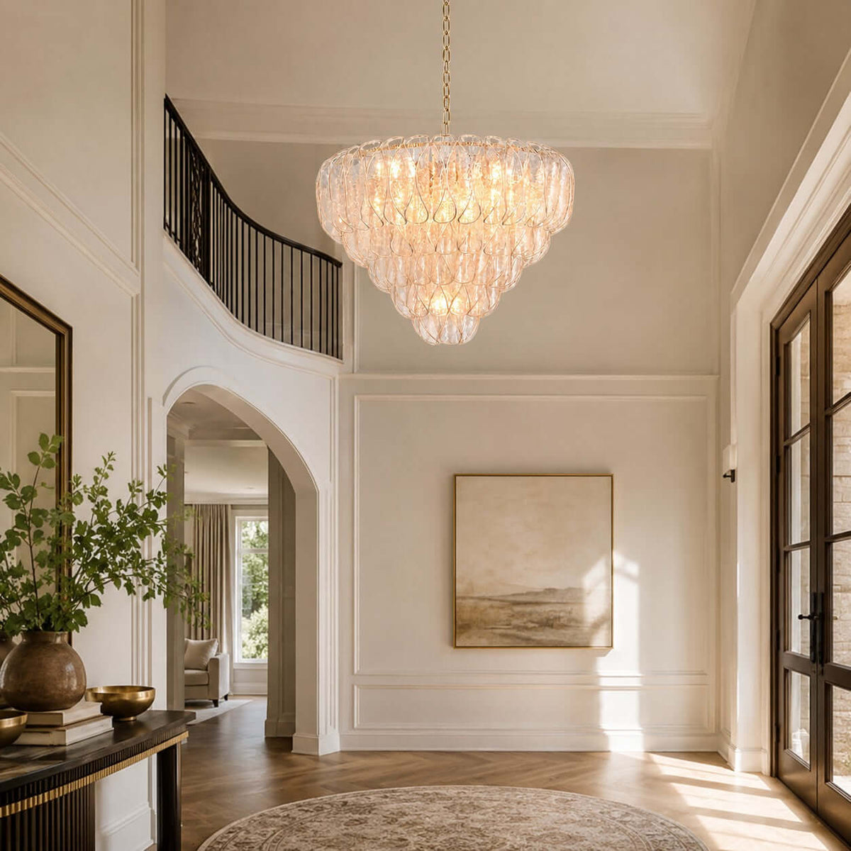 Layers Rippled Glass Petals Chandelier