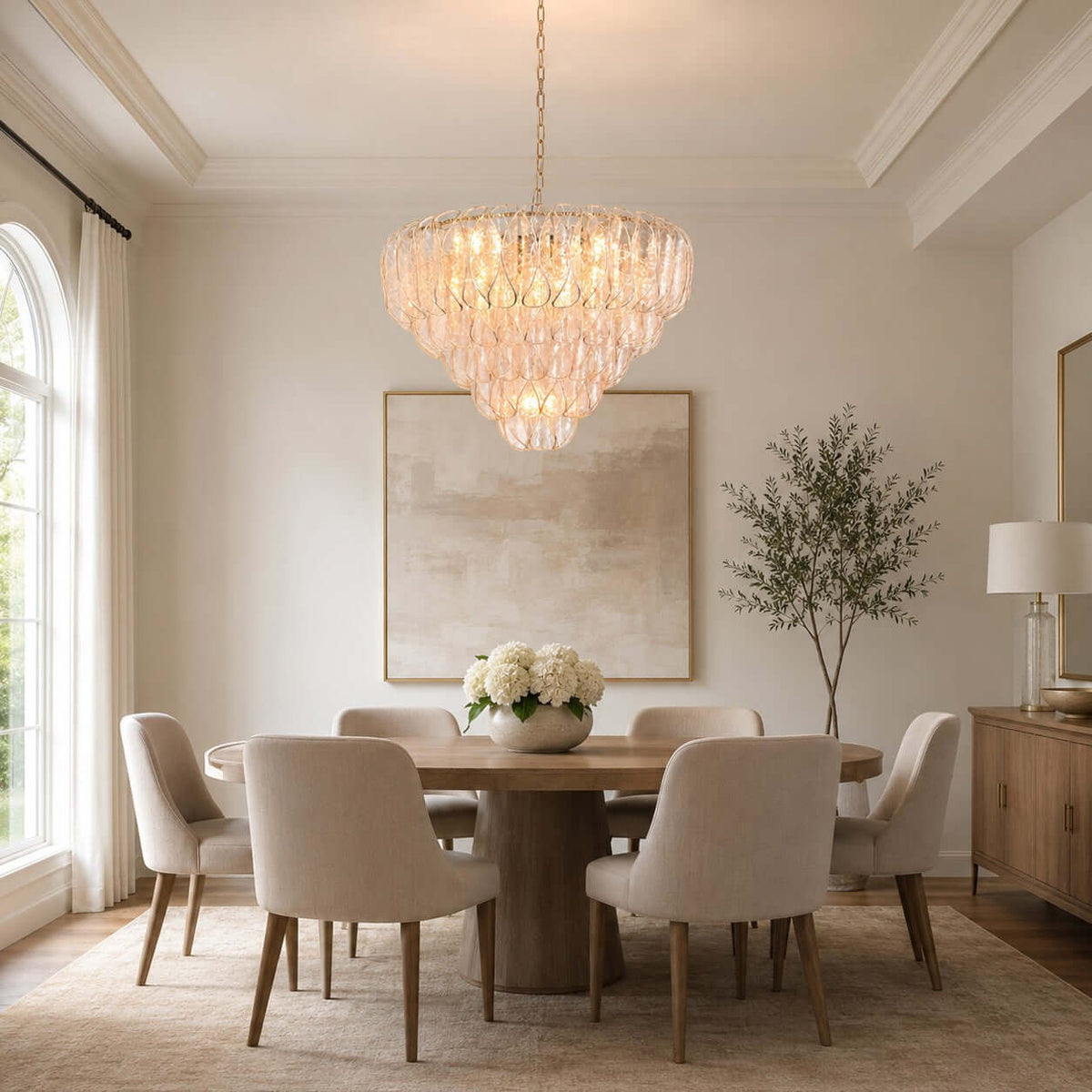 Layers Rippled Glass Petals Chandelier – Glass detail 6