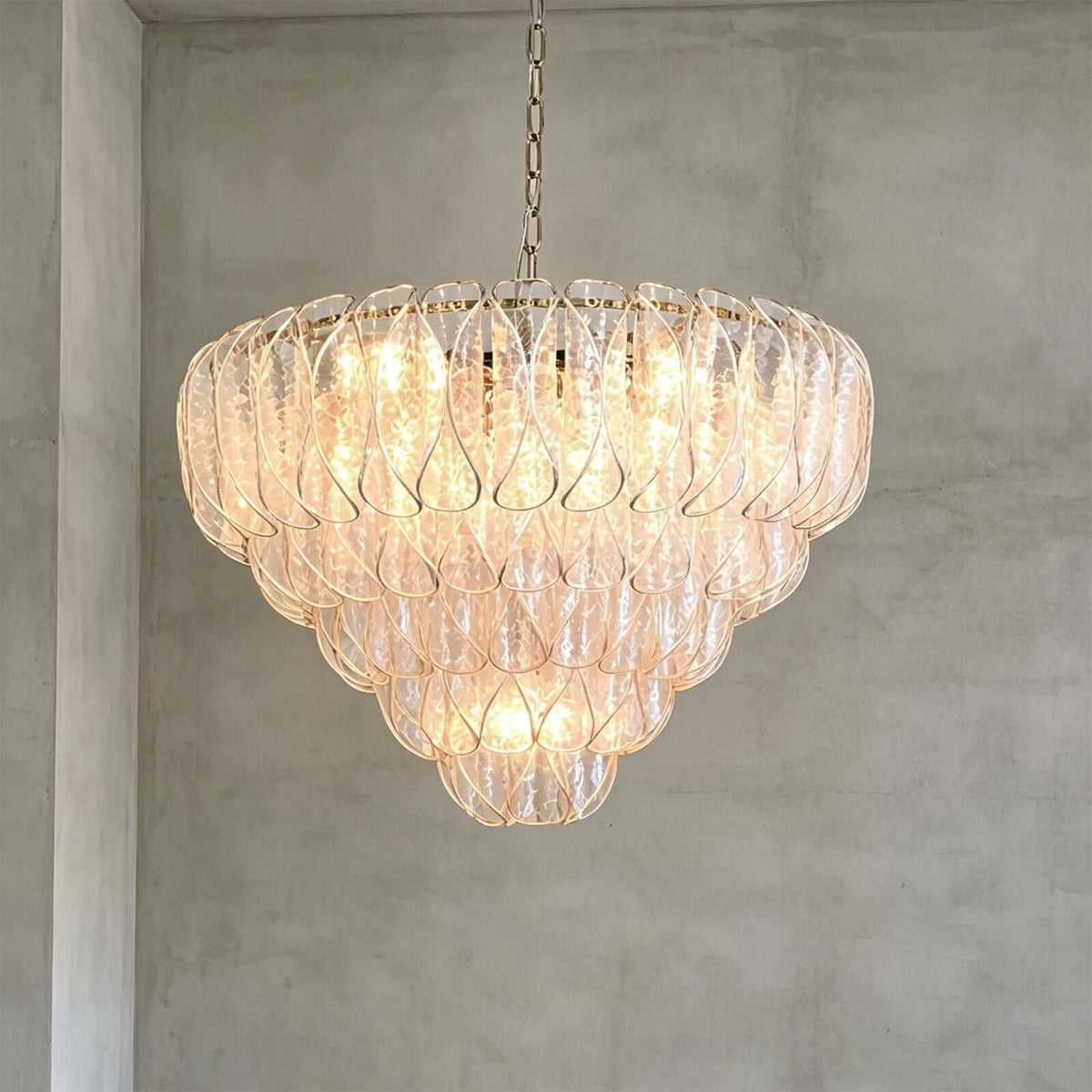 Layers Rippled Glass Petals Chandelier – Glass detail 20