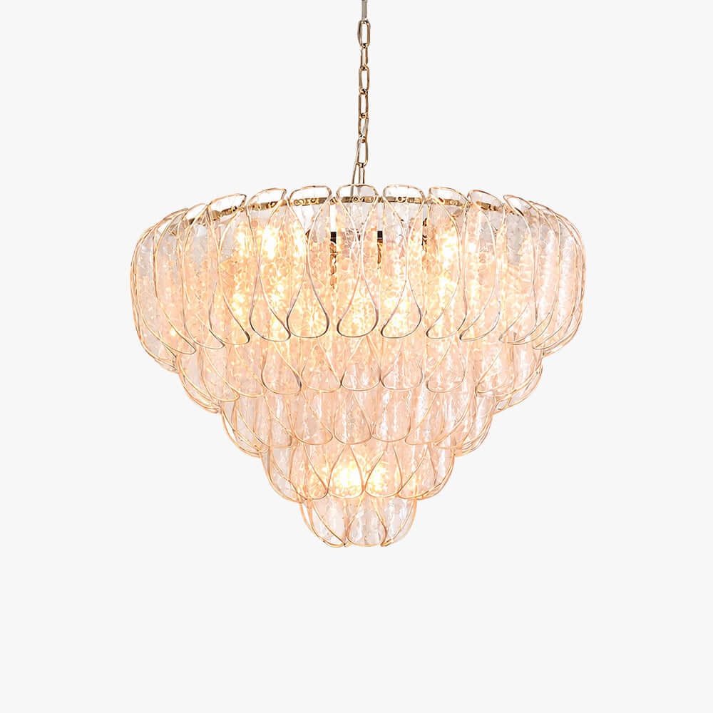 Layers Rippled Glass Petals Chandelier – Glass detail 2