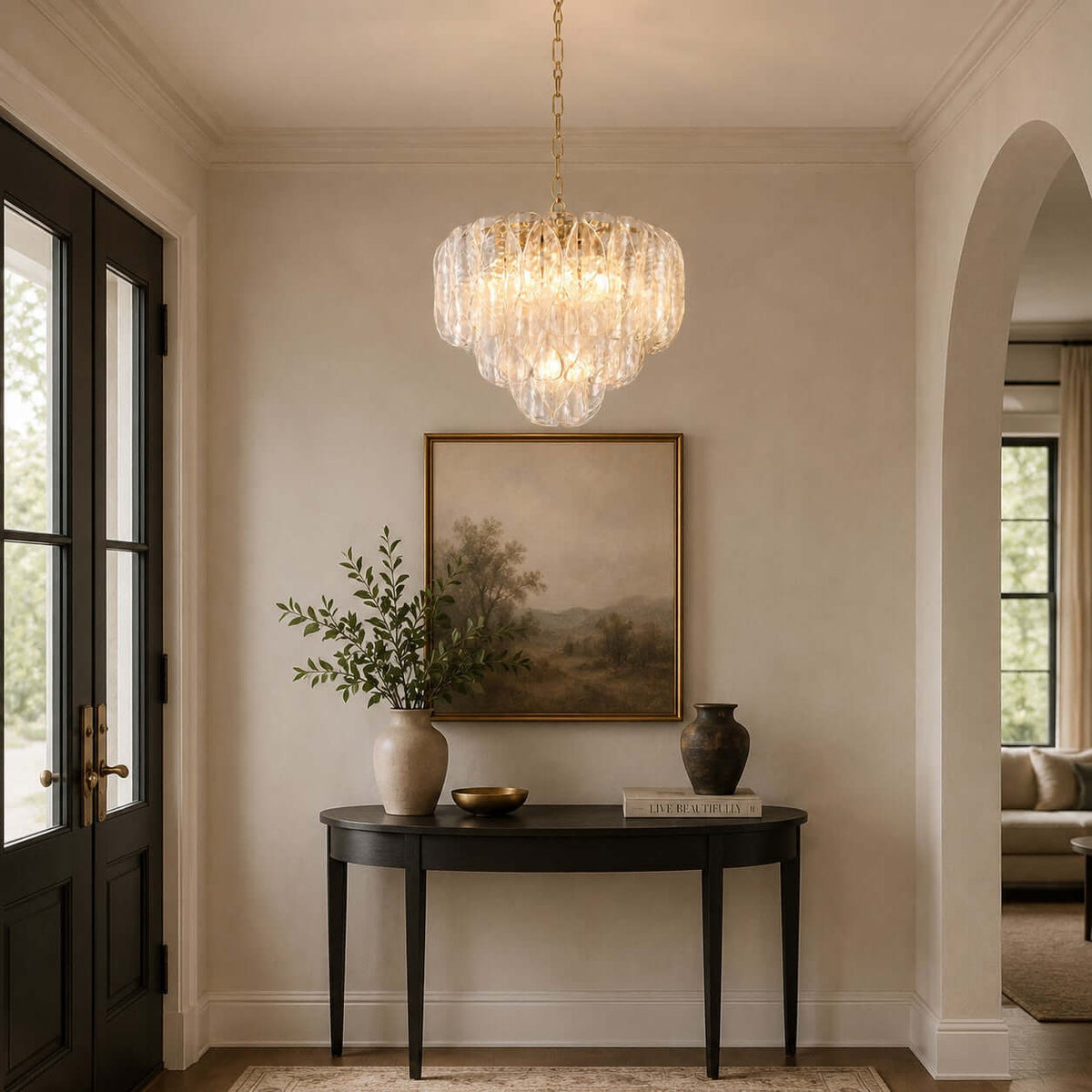 Layers Rippled Glass Petals Chandelier – Glass detail 13