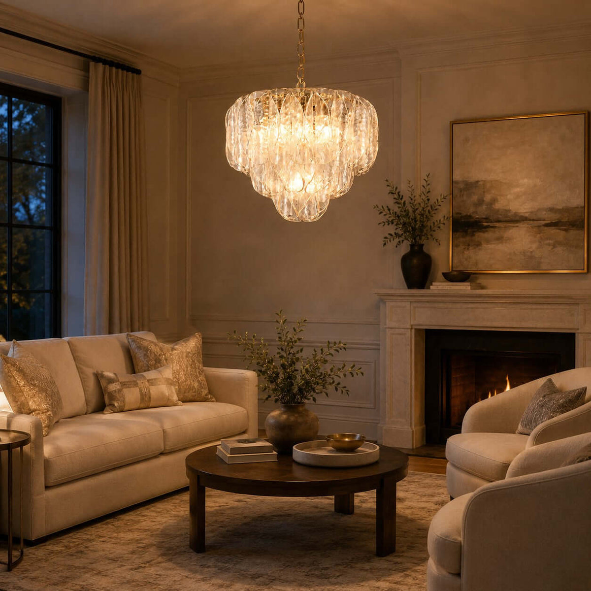Layers Rippled Glass Petals Chandelier – Glass detail 16