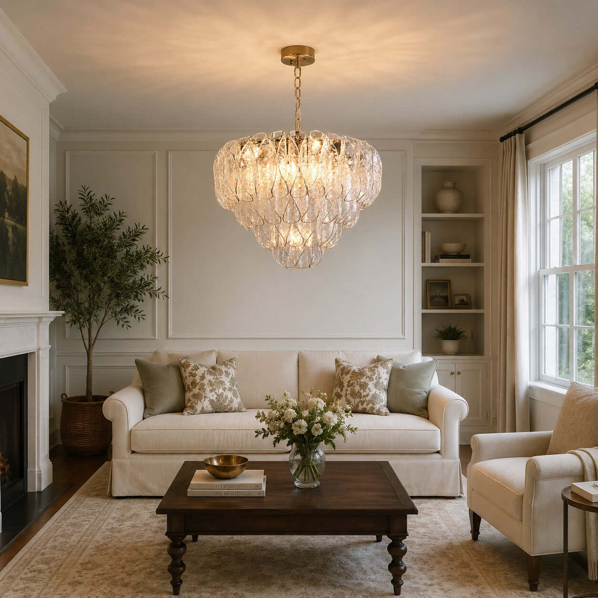 Layers Rippled Glass Petals Chandelier – Glass detail 8