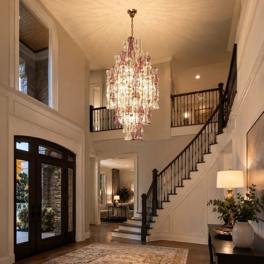 Murano Artful Layered Glass High Chandelier