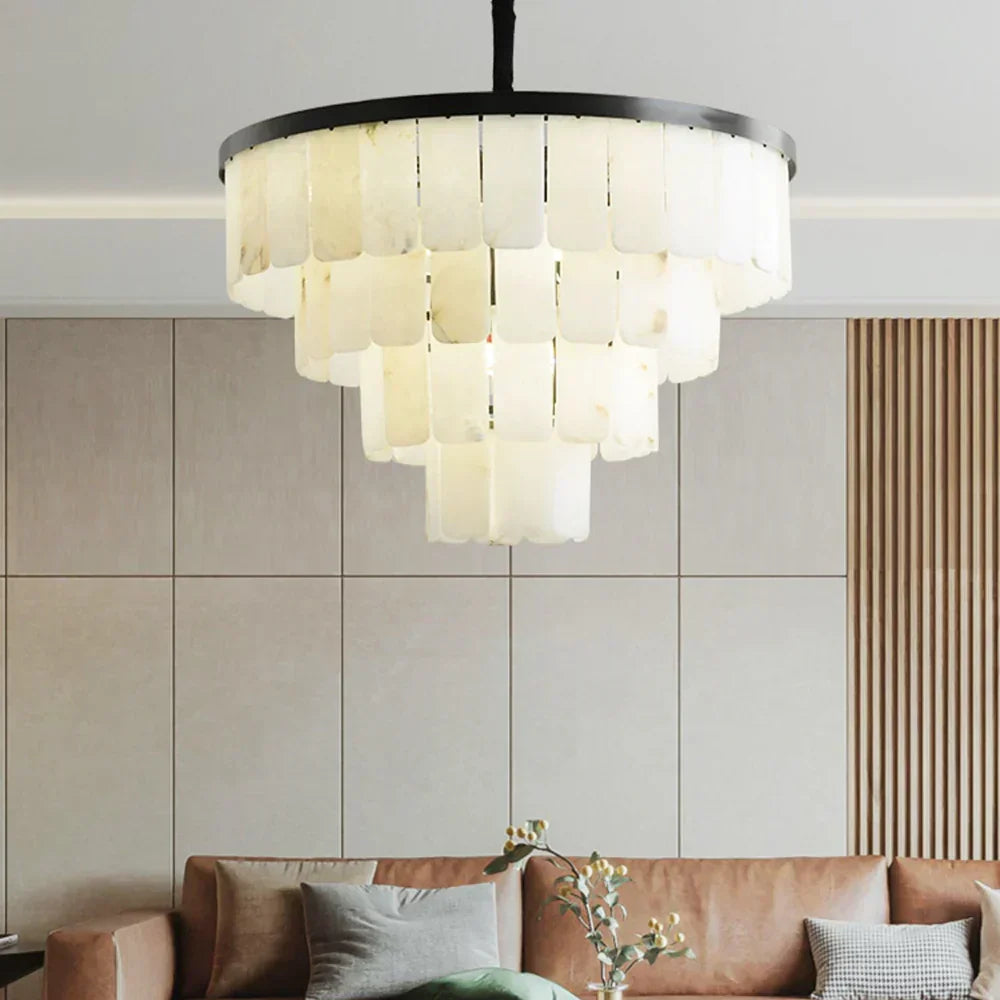 Luxurious Cascading Snow Plaster Alabaster Chandelier – Alabaster detail 3