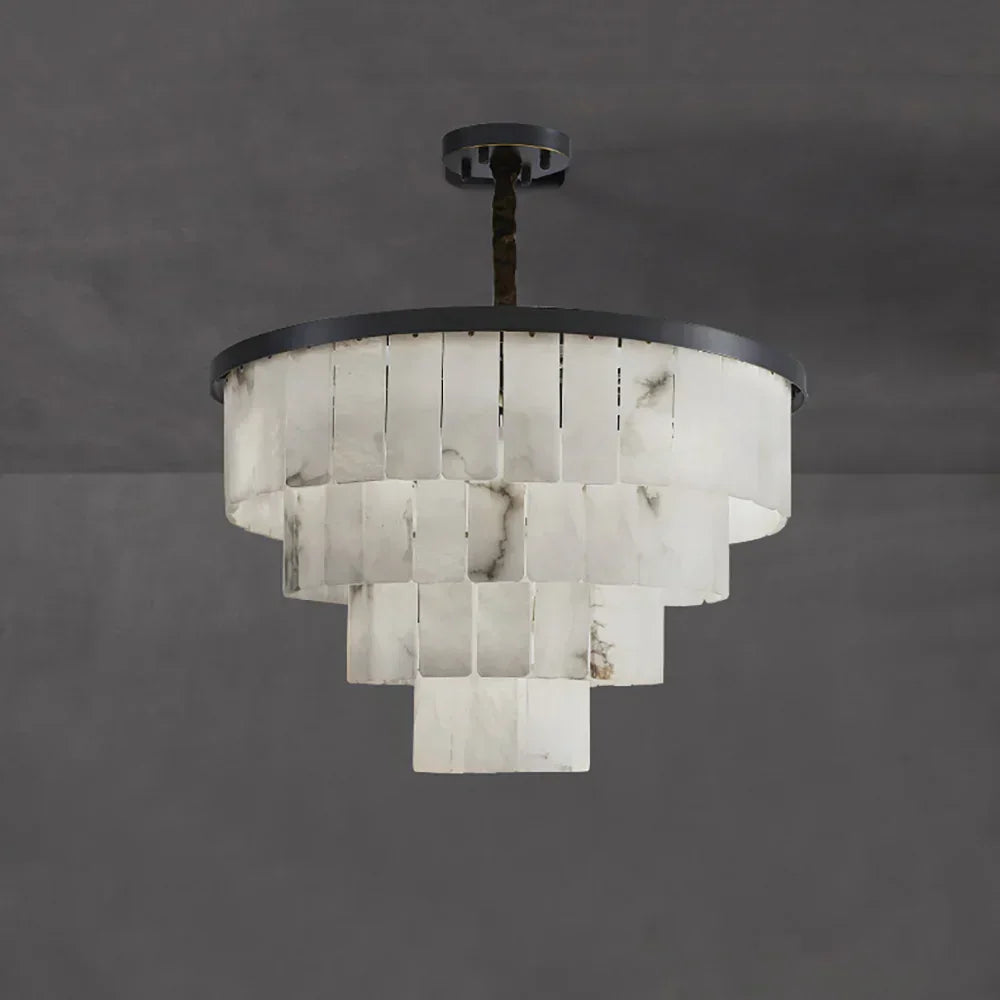 Luxurious Cascading Snow Plaster Alabaster Chandelier – Alabaster detail 23