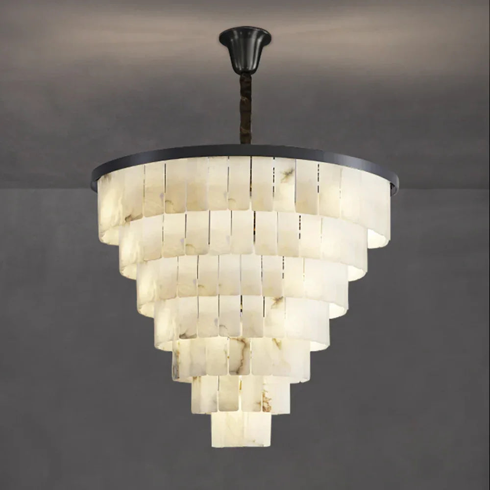 Luxurious Cascading Snow Plaster Alabaster Chandelier – Alabaster detail 24