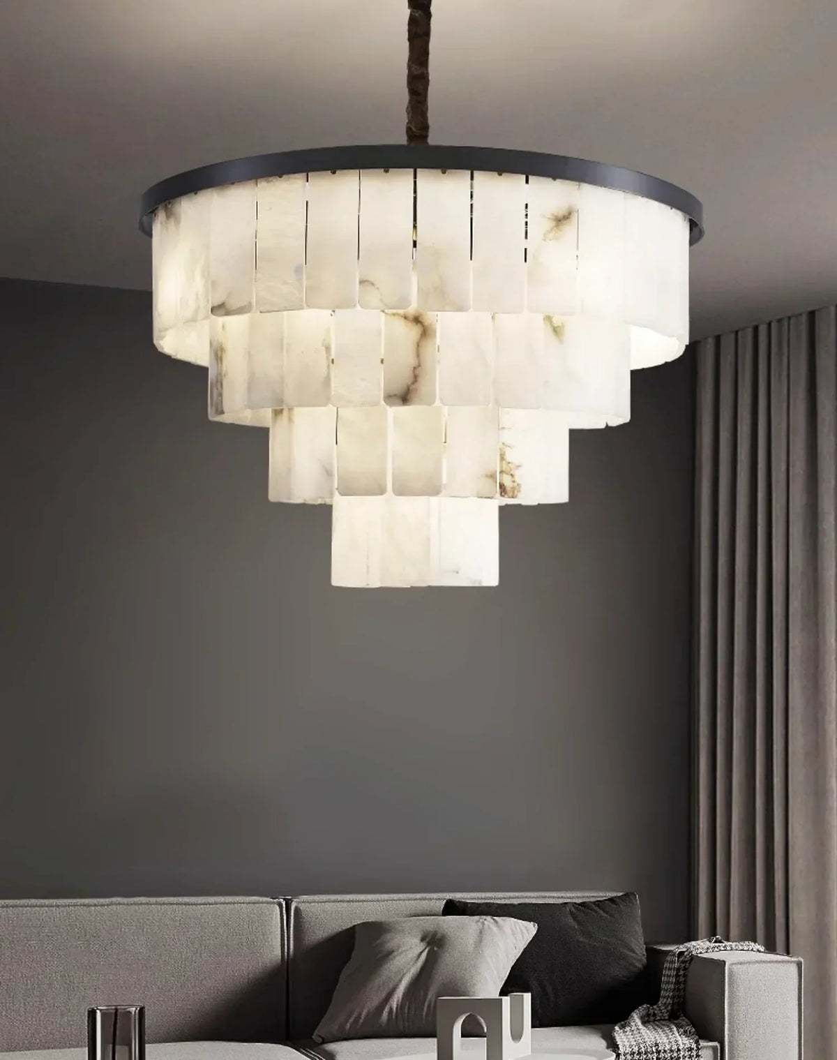 Luxurious Cascading Snow Plaster Alabaster Chandelier – Alabaster detail 16