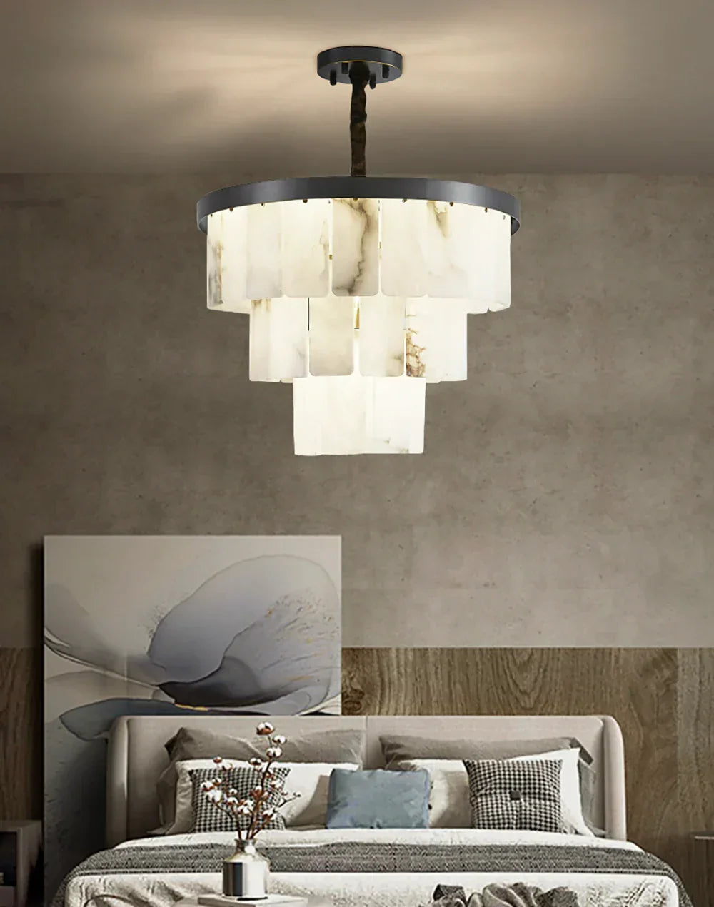 Luxurious Cascading Snow Plaster Alabaster Chandelier – Alabaster detail 8