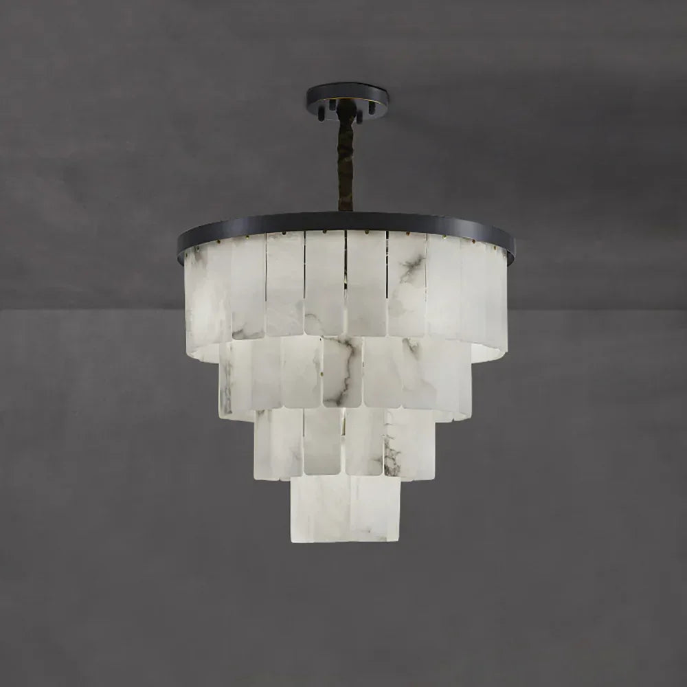 Luxurious Cascading Snow Plaster Alabaster Chandelier – Alabaster detail 21