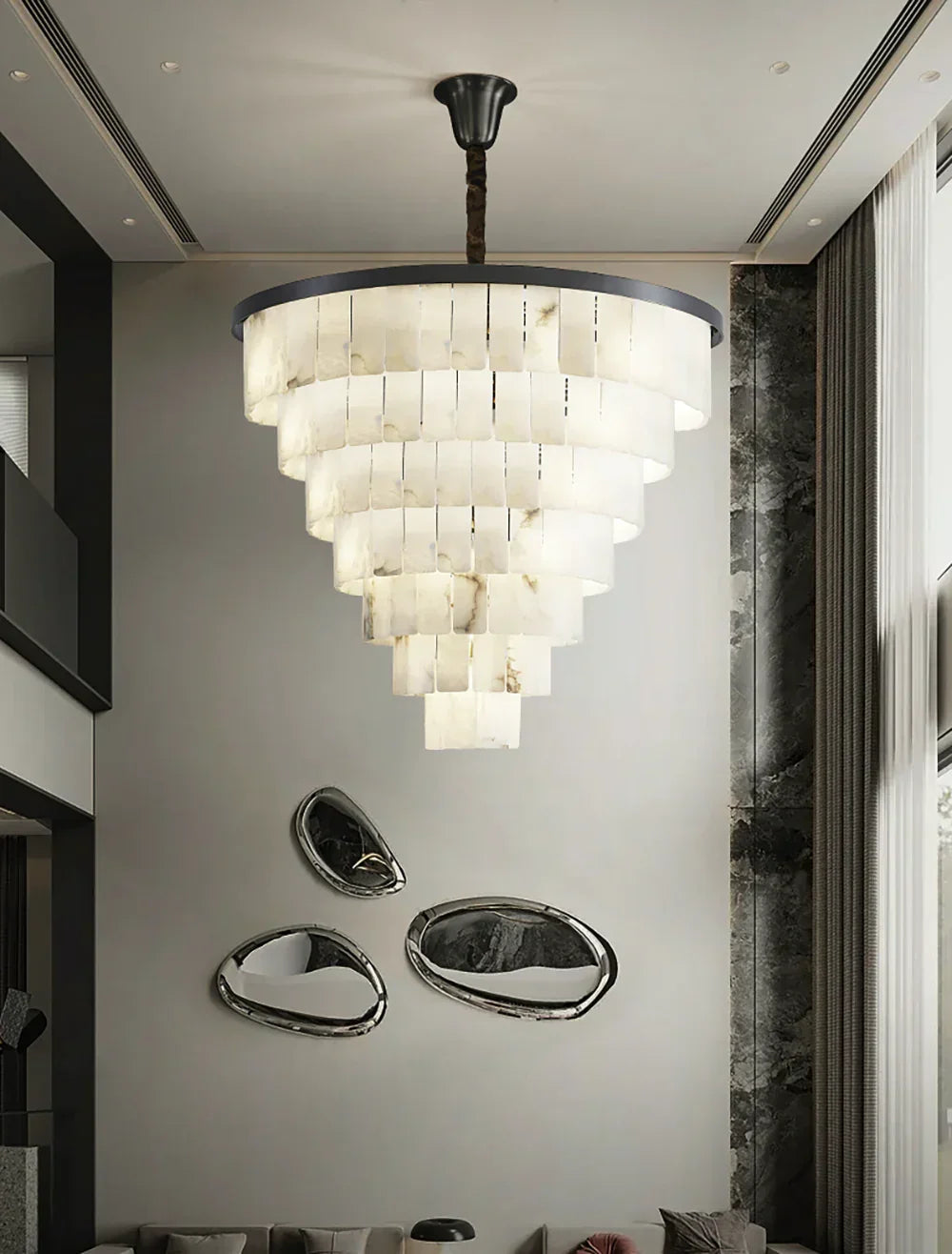 Luxurious Cascading Snow Plaster Alabaster Chandelier – Alabaster detail 10