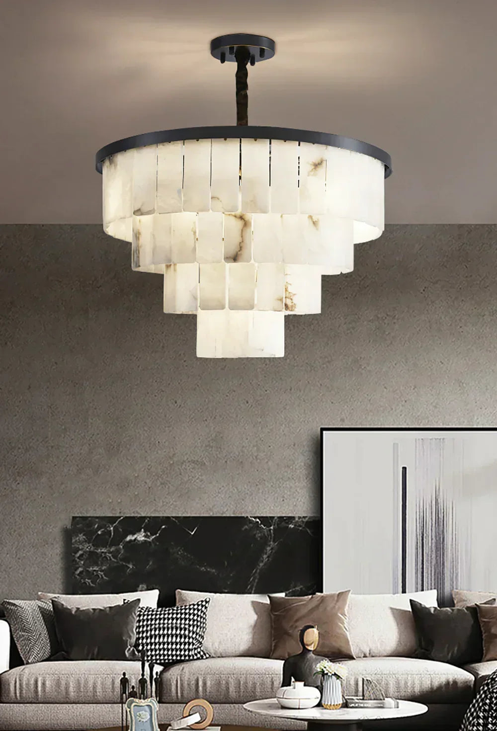 Luxurious Cascading Snow Plaster Alabaster Chandelier – Alabaster detail 5