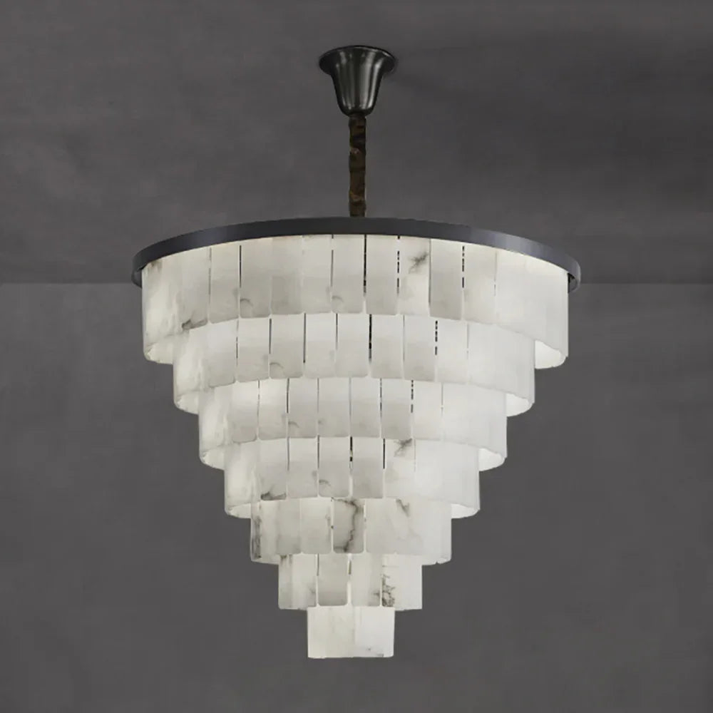 Luxurious Cascading Snow Plaster Alabaster Chandelier – Alabaster detail 25