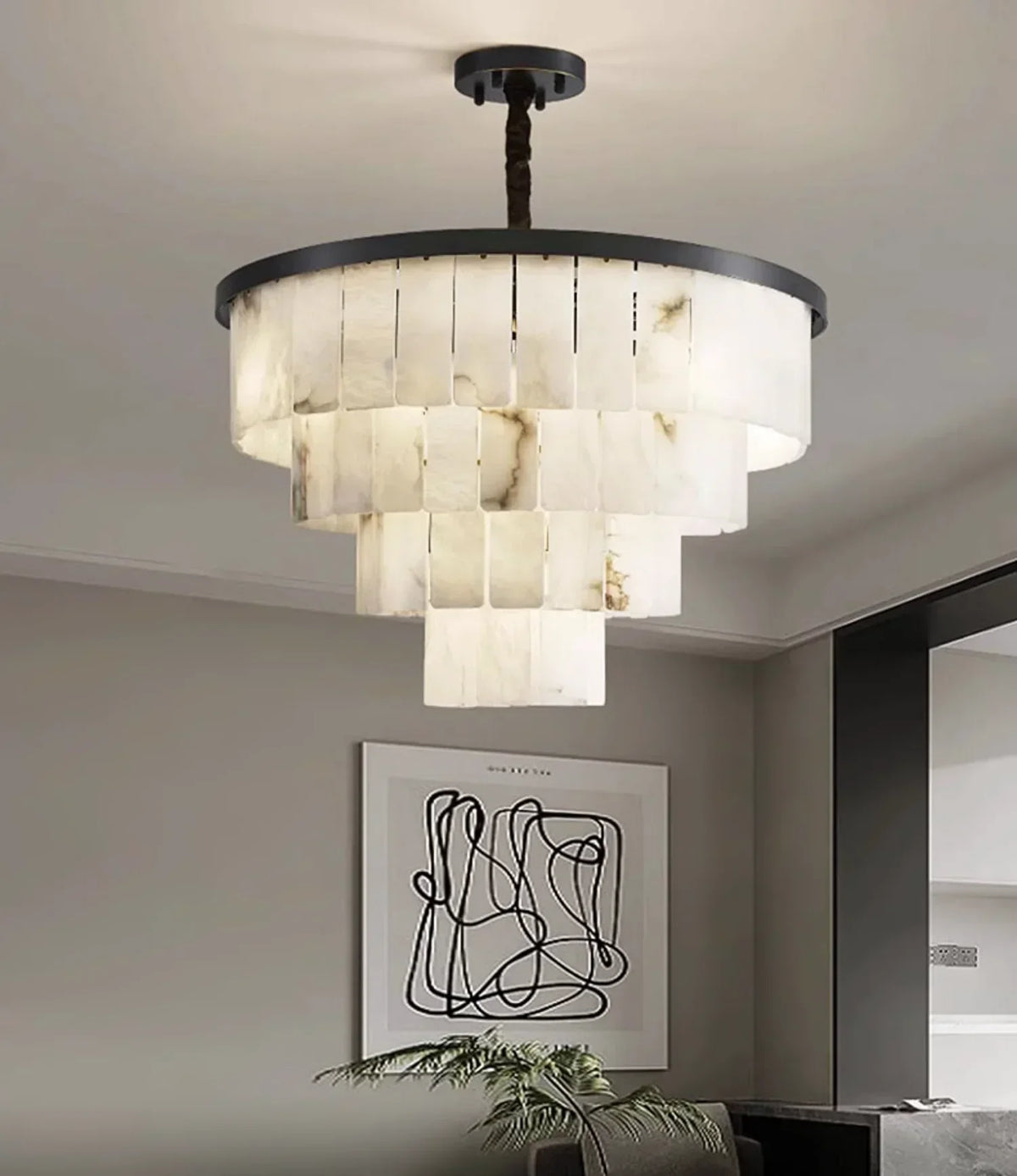 Luxurious Cascading Snow Plaster Alabaster Chandelier – Alabaster detail 13