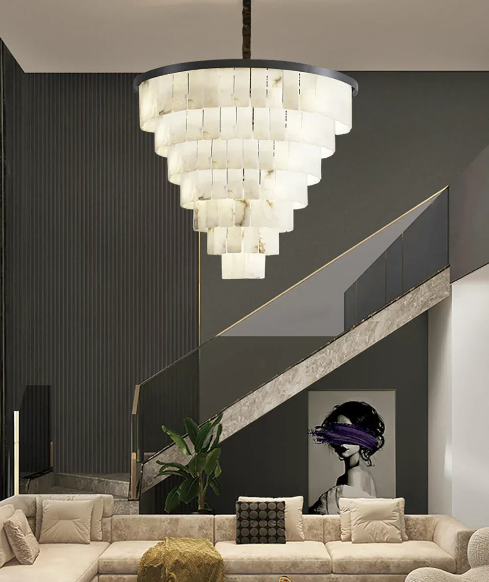 Luxurious Cascading Snow Plaster Alabaster Chandelier – Alabaster detail 12