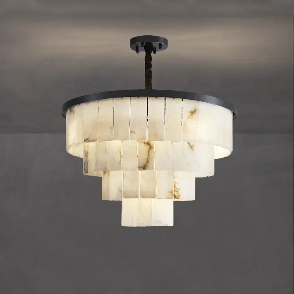 Luxurious Cascading Snow Plaster Alabaster Chandelier – Alabaster detail 22