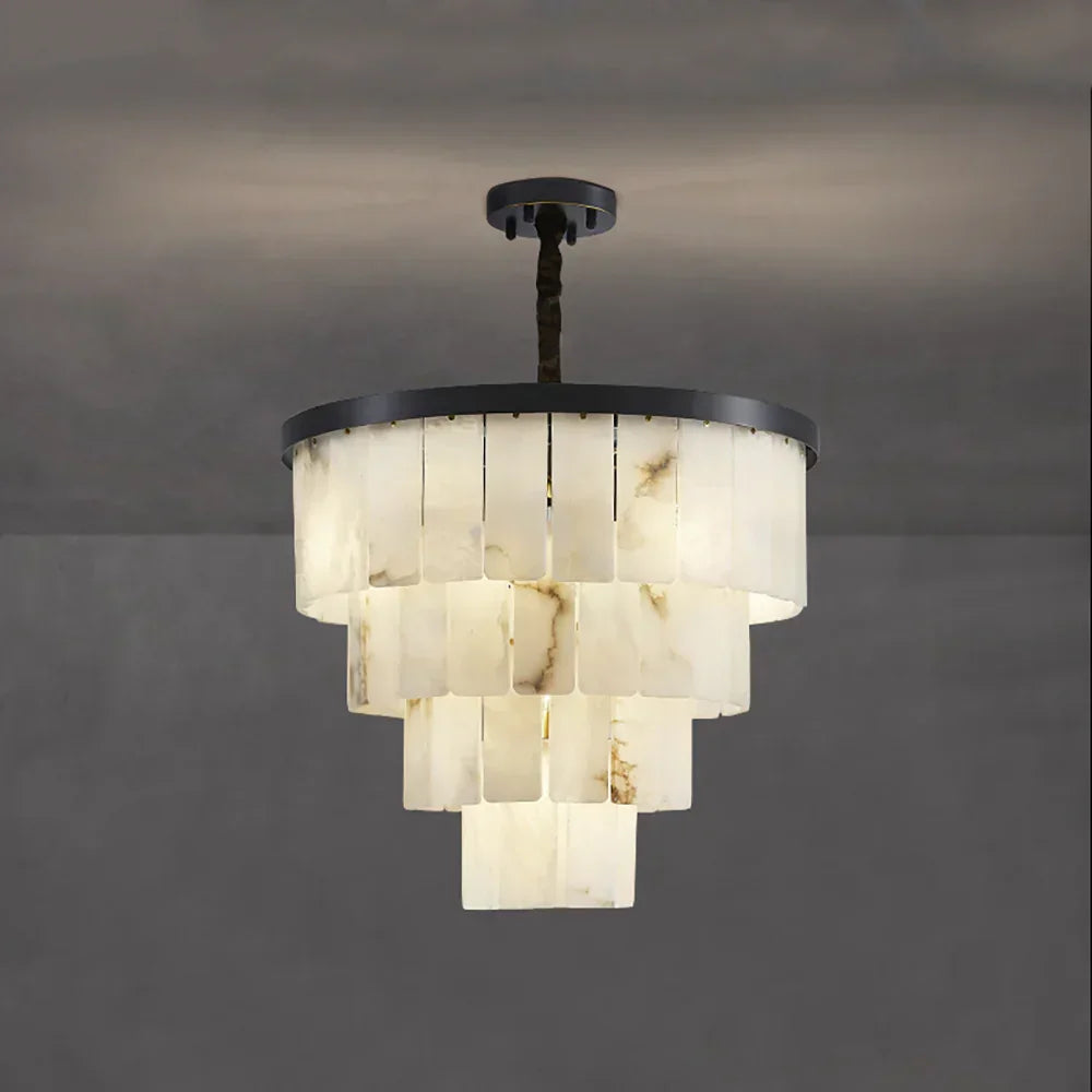 Luxurious Cascading Snow Plaster Alabaster Chandelier – Alabaster detail 20