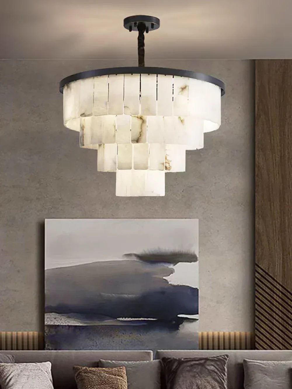 Luxurious Cascading Snow Plaster Alabaster Chandelier – Alabaster detail 7