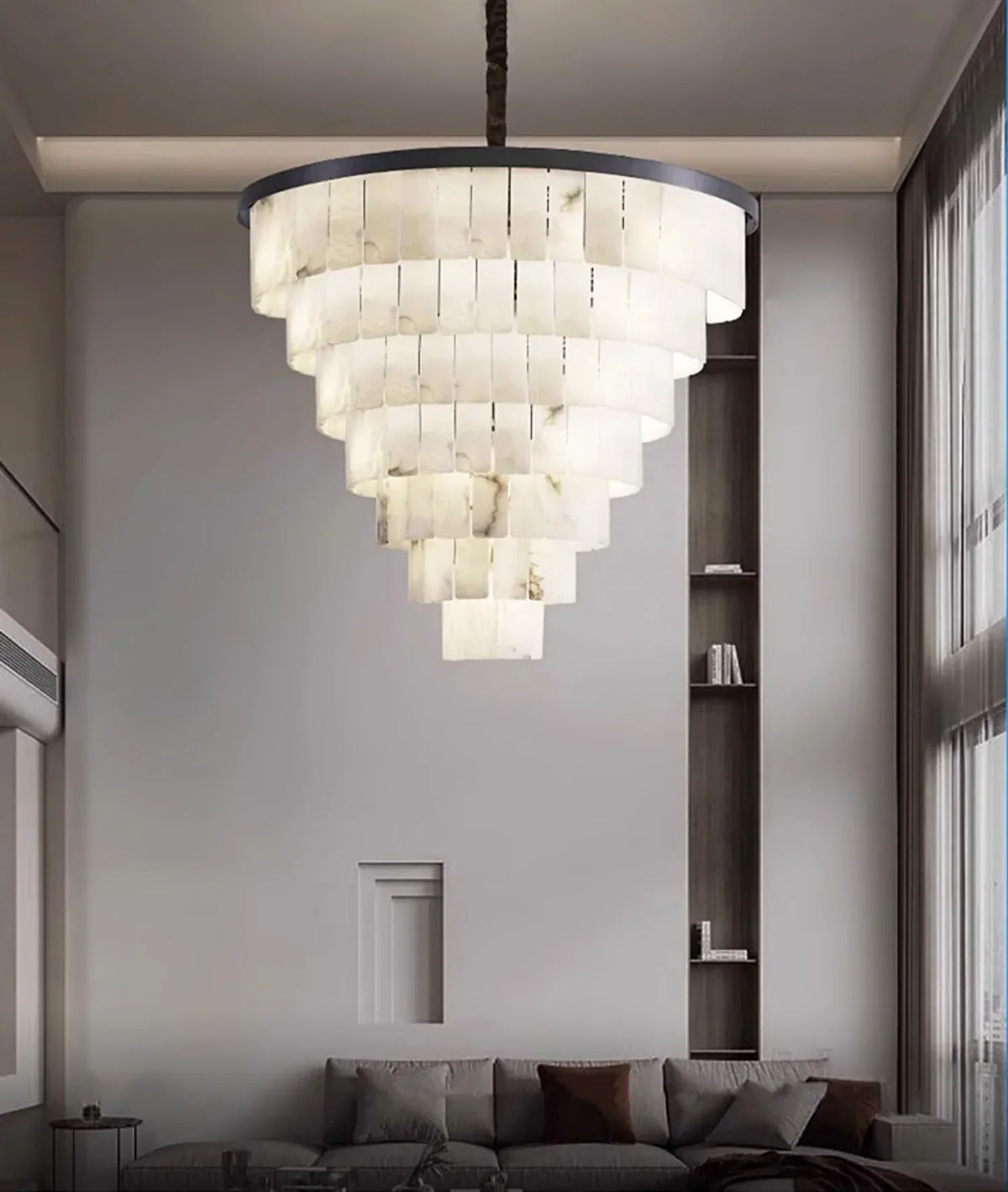 Luxurious Cascading Snow Plaster Alabaster Chandelier – Alabaster detail 14