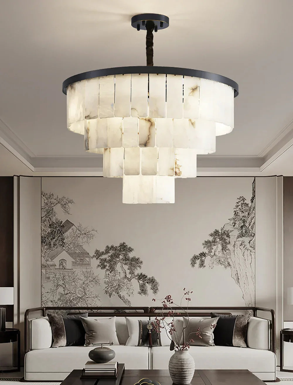 Luxurious Cascading Snow Plaster Alabaster Chandelier – Alabaster detail 15
